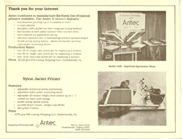 Antec Screen Printing Machine Historic Flyer